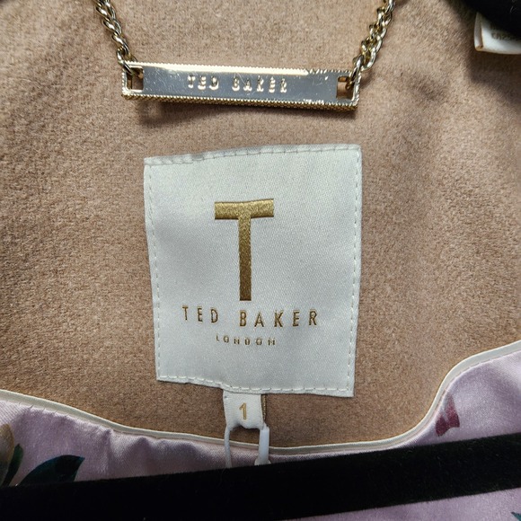 TED BAKER Wool Cashmere Blend‎ Rytaa Wrap Coat Womens Size 1 Natural NEW w/ Tag - Picture 8 of 11